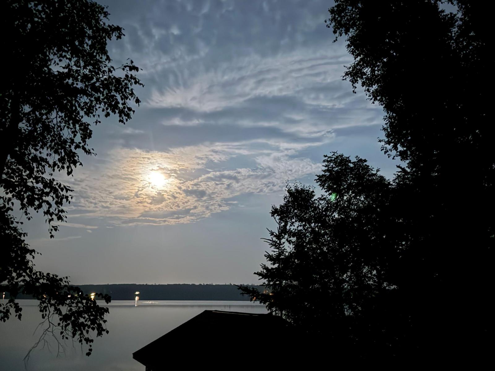 Moonlight View of Glistening Lake