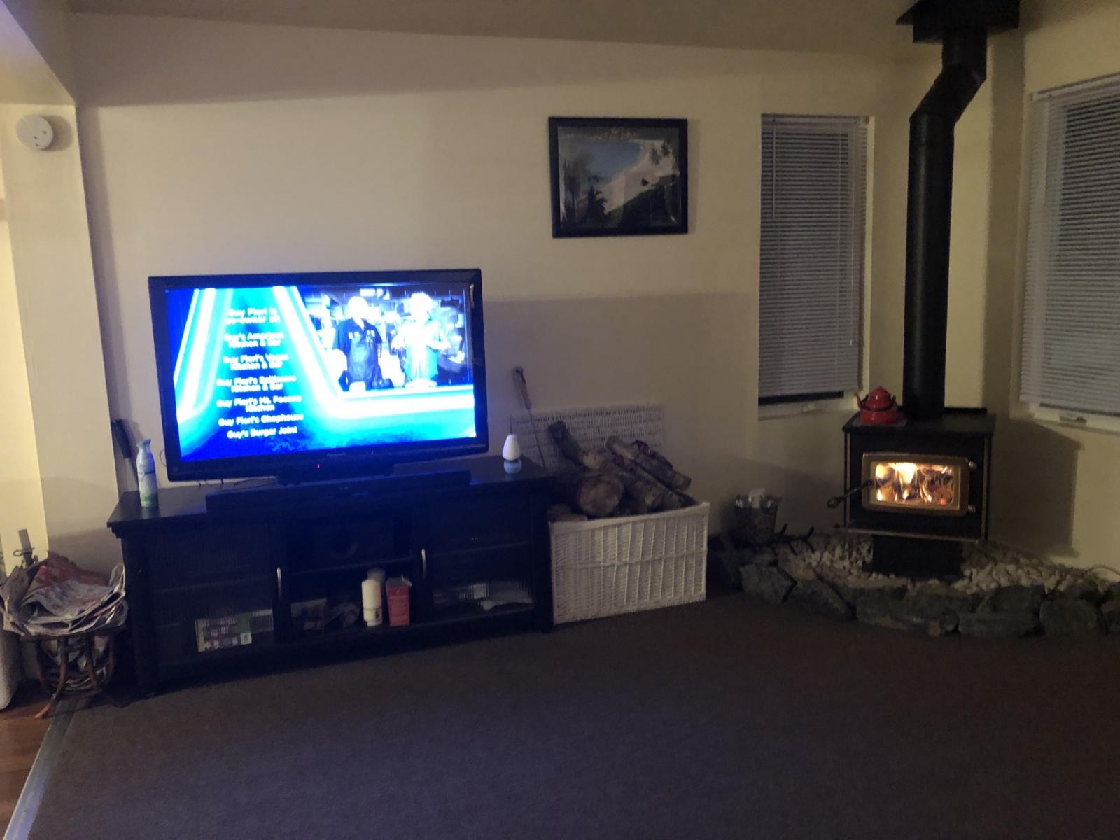 Living Room with Wood Heater